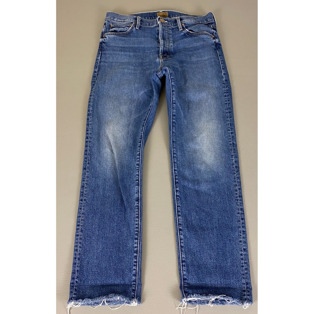 MOTHER Blue Straight Leg Jeans